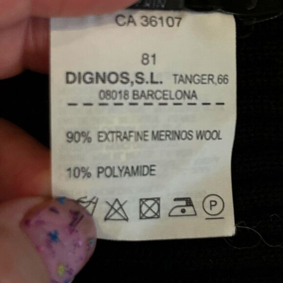 DikTons Barcelona Waterfall Cardigan Sweater Medium Merino Wool Black Cream - Picture 5 of 7